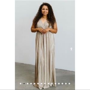Maxi Gold Pleated Dress